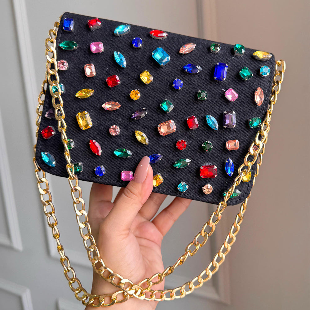 DENIM CRYSTAL SLING