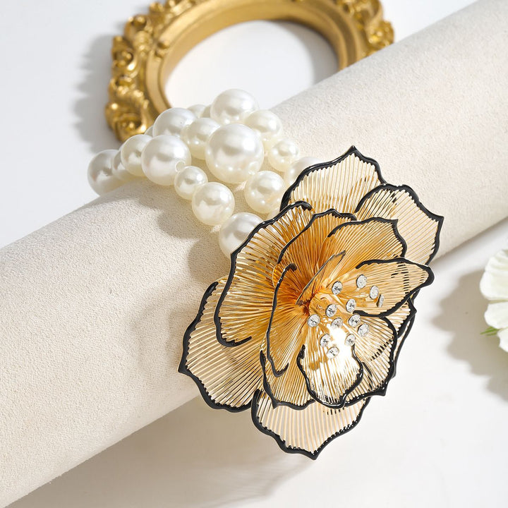 PEARL FLOWER CHOKER AND BRACELET