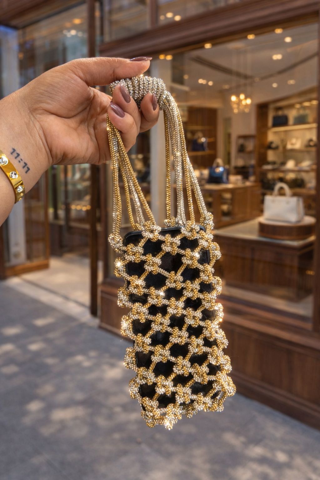 Rhinestone phone sling