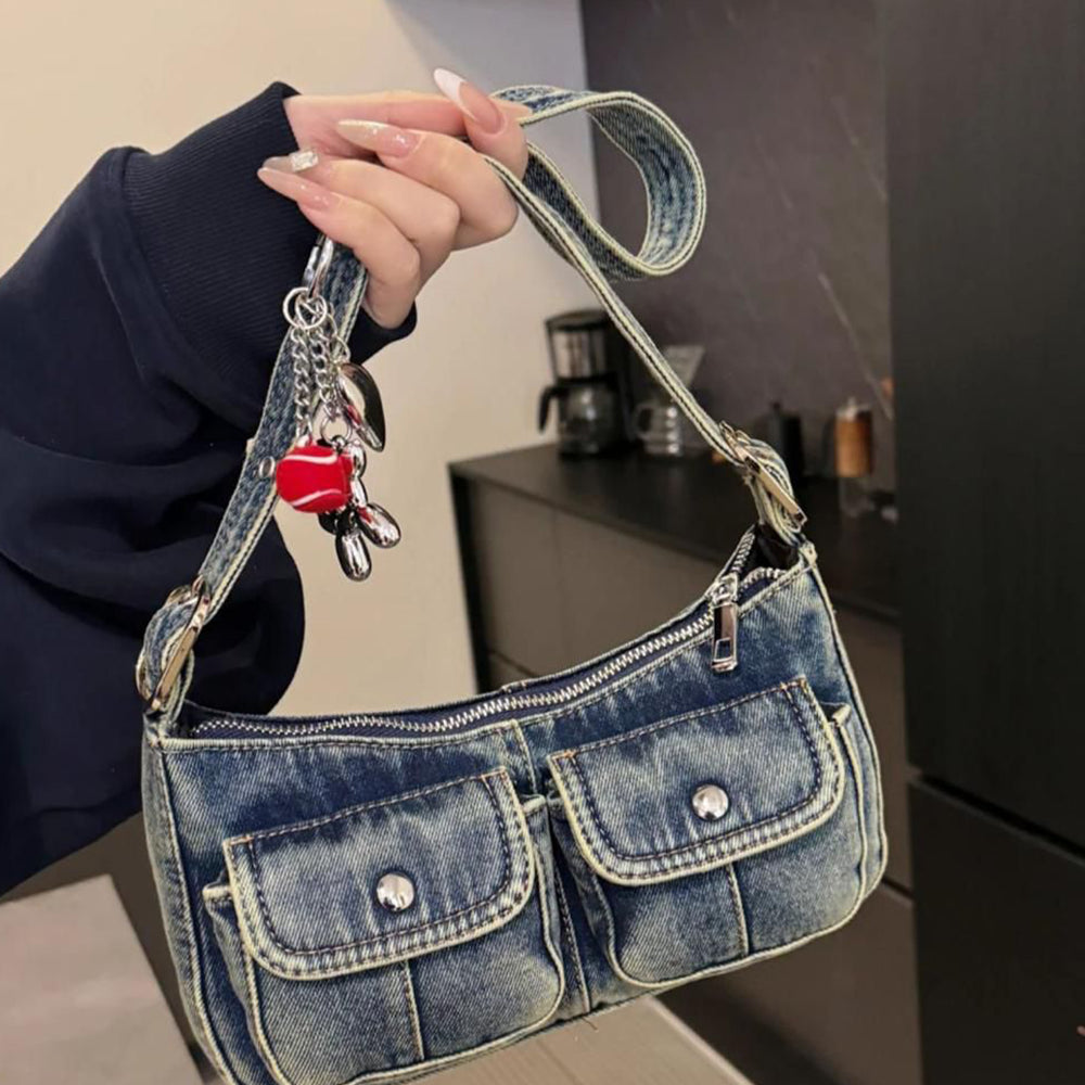 Denim shoulder bag