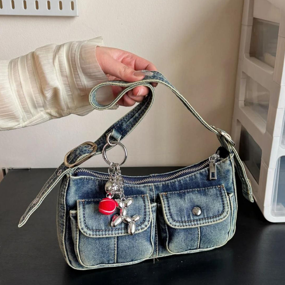 Denim shoulder bag