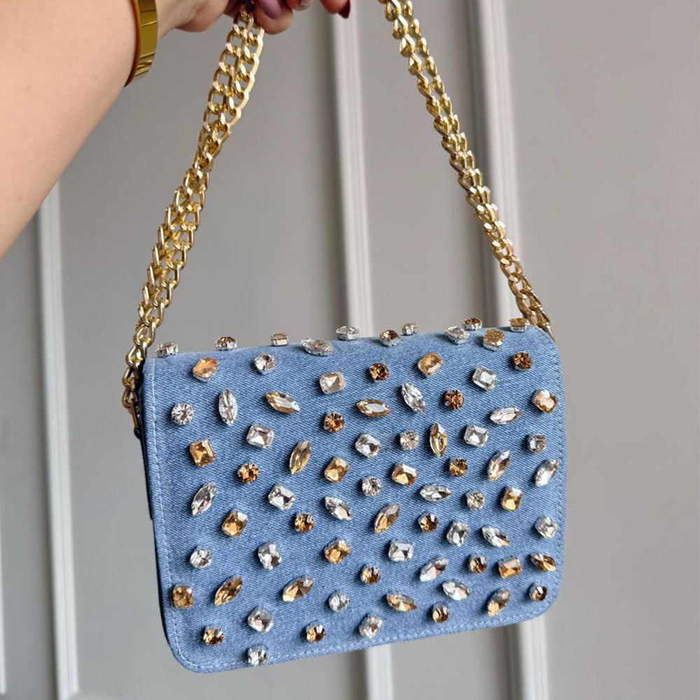 DENIM CRYSTAL SLING