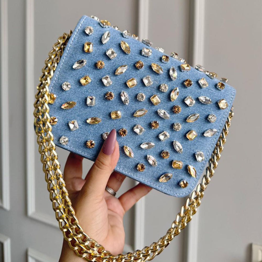 DENIM CRYSTAL SLING