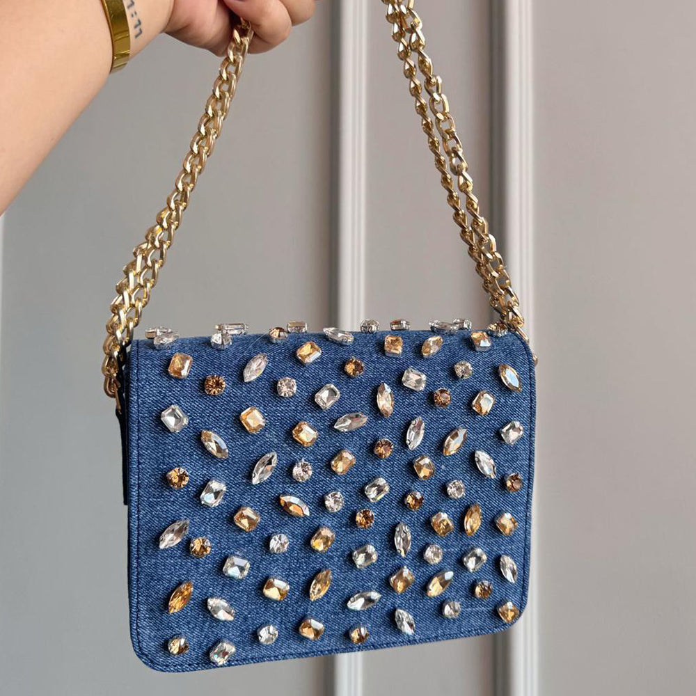 DENIM CRYSTAL SLING