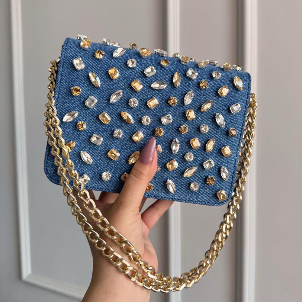 DENIM CRYSTAL SLING