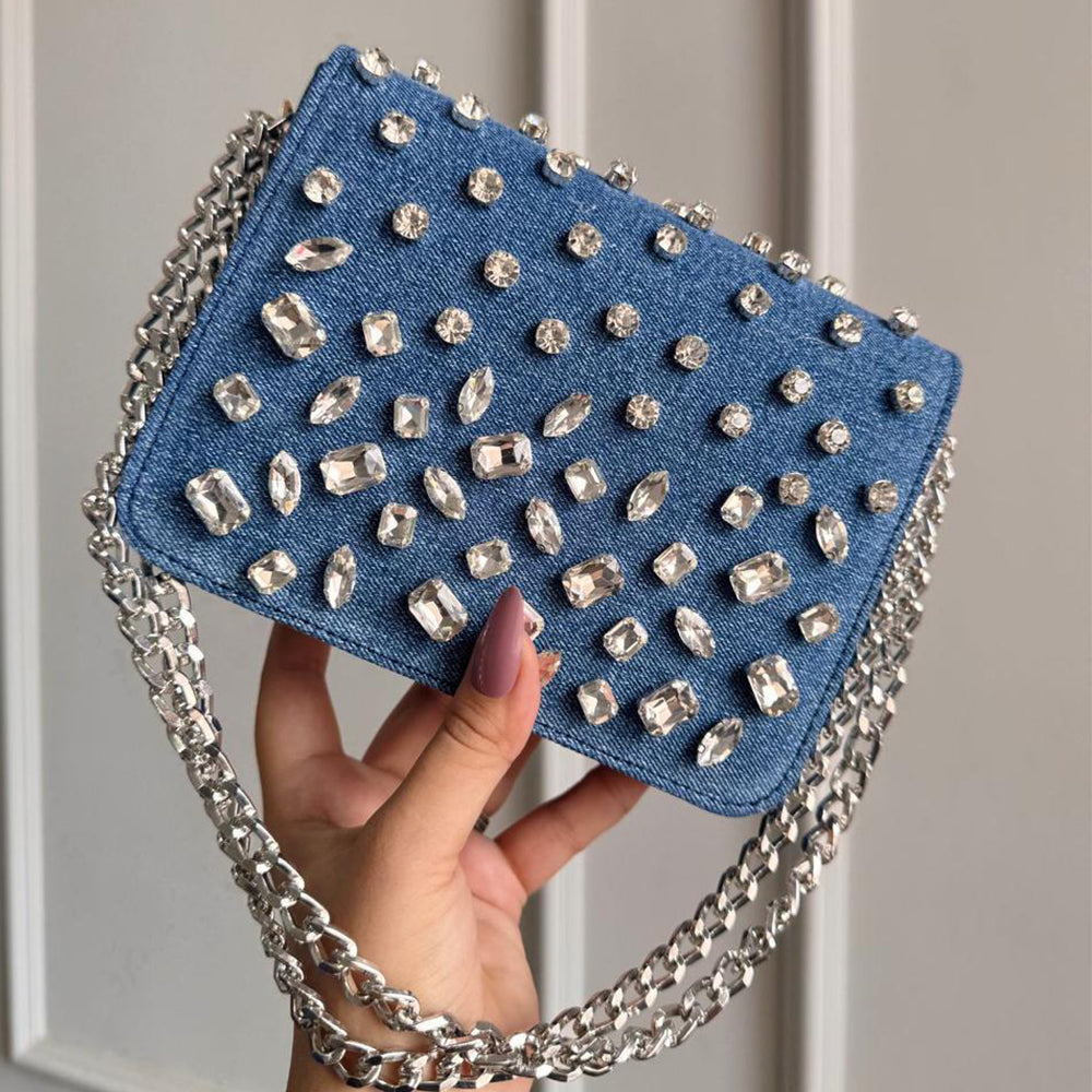 DENIM CRYSTAL SLING
