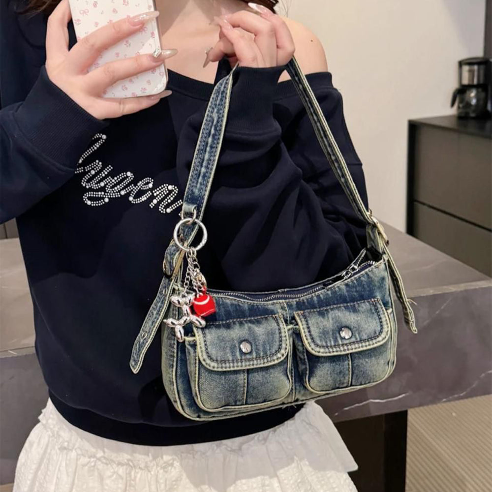 Denim shoulder bag