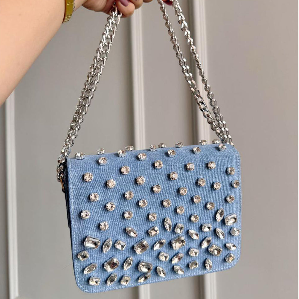 DENIM CRYSTAL SLING