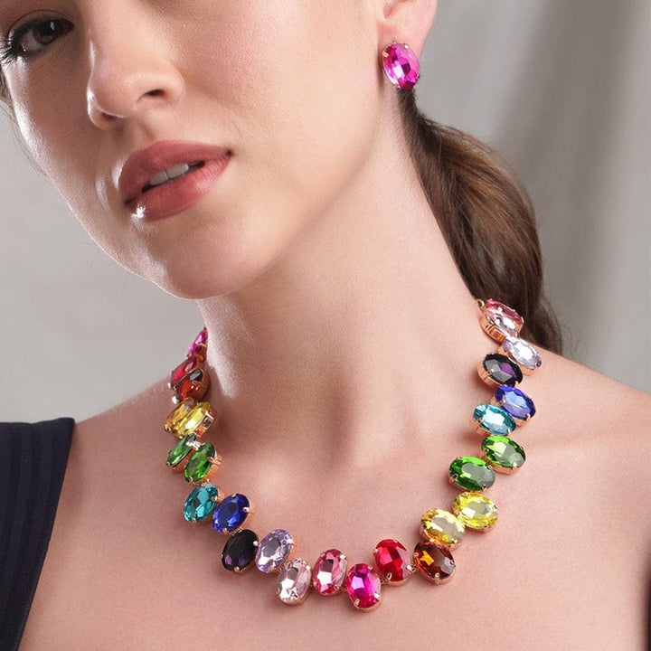 MULTICOLOR NECKLACE AND EARING SET