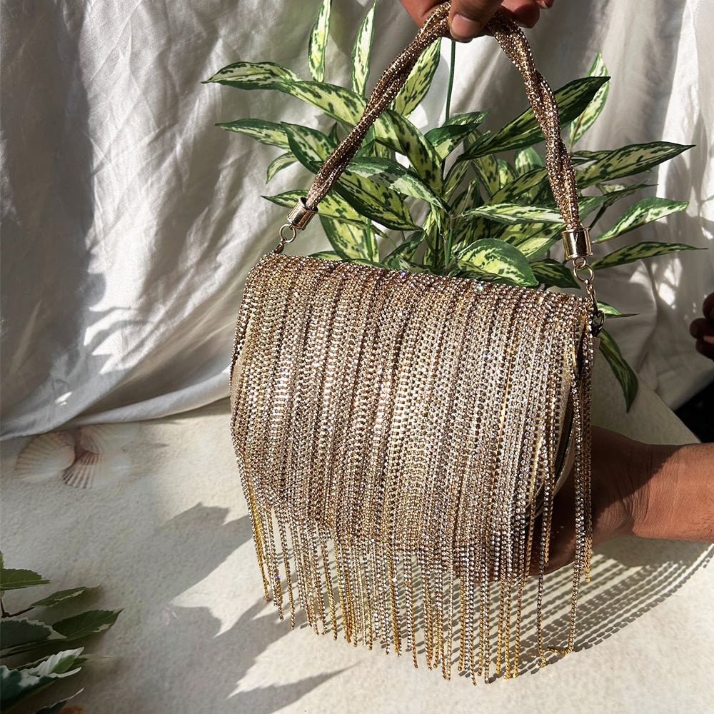 SEMICIRCLE RHINESTONE HANDBAG
